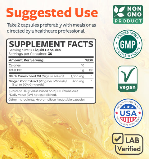 Black Seed Oil + Ginger Liquid Capsules