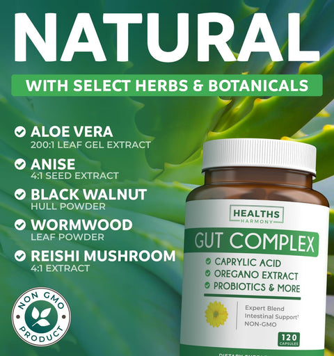 Gut Complex with Caprylic Acid, Oregano Leaf, Probiotics Capsules