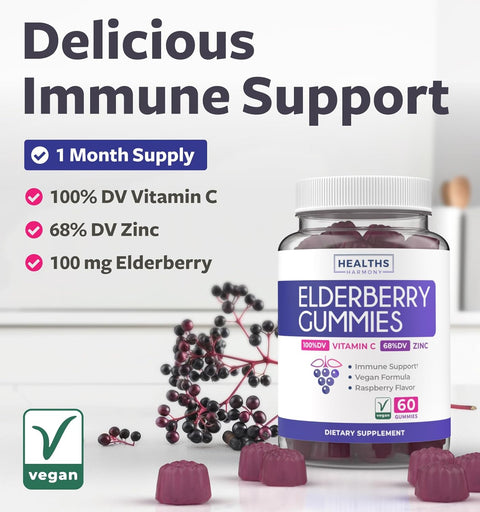 Elderberry Gummies for Adults Immune Support Supplement